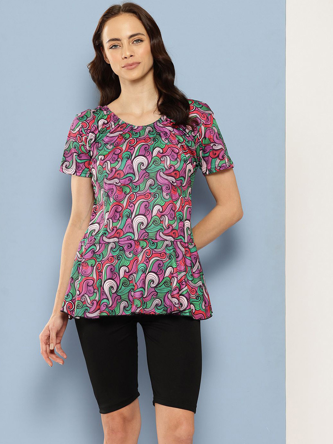 BAESD Women Printed Swim Suit With Attached Shorts & Goggle