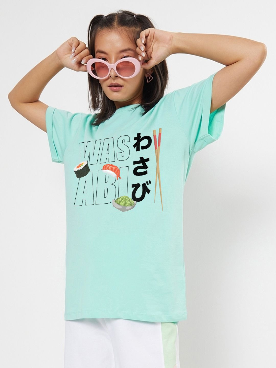 Bewakoof Women's Bird Egg Green Wasabi Graphic Printed Boyfriend T-shirtirt