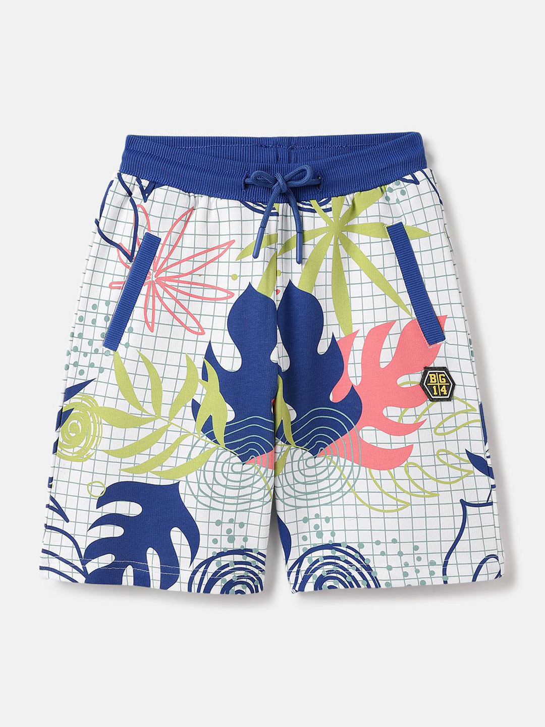 Blue Giraffe Boys Tropical Mid Rise Regular Fit Casual Shorts