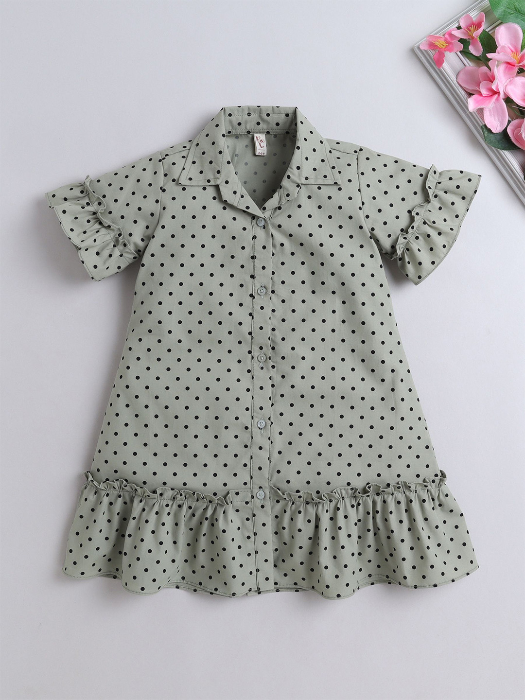 The Magic Wand Polka Dot Print Flared Sleeve Fit & Flare Dress