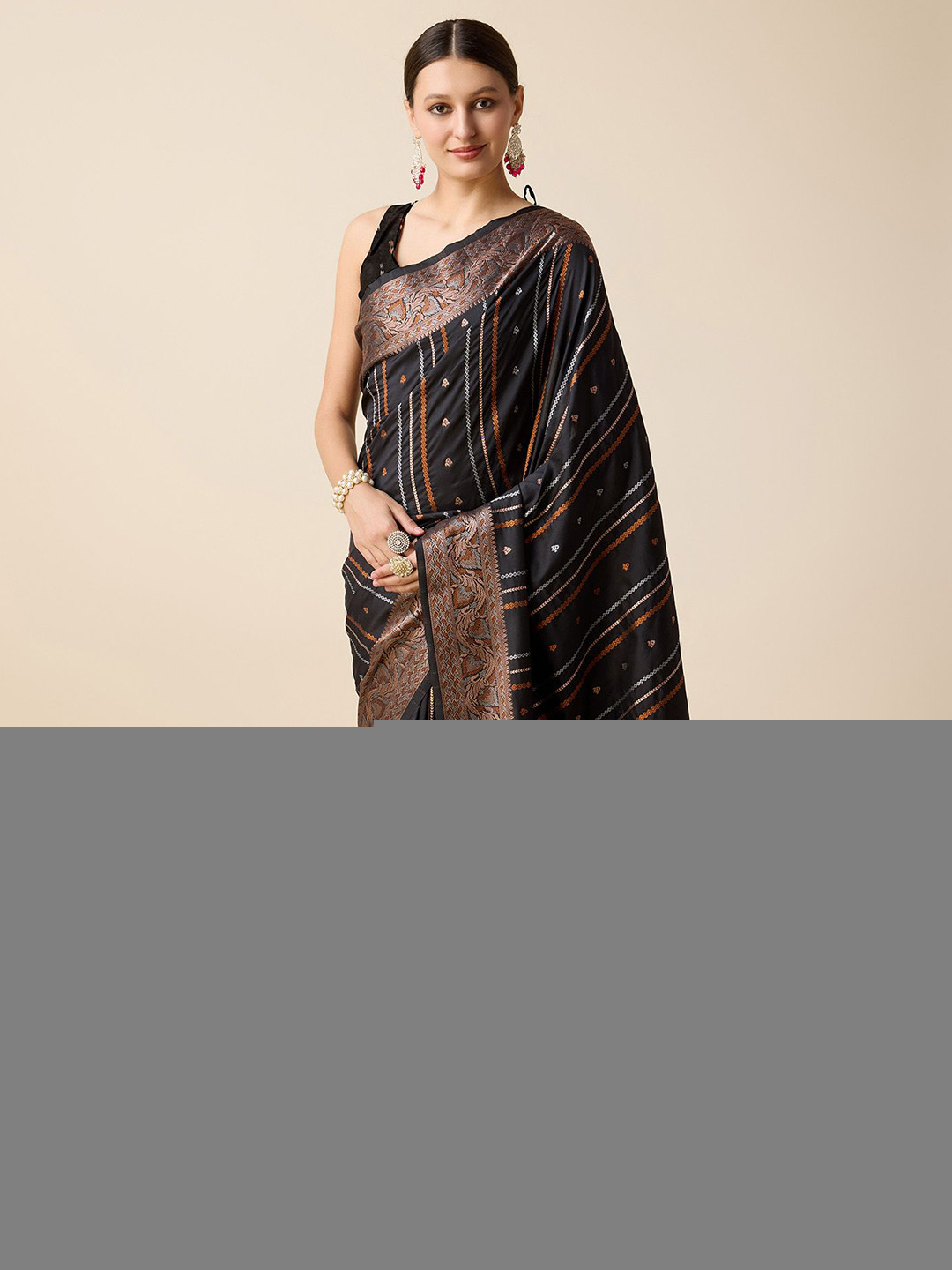 VEDANT VASTRAM Kalamkari Printed Zari Art Silk Banarasi Saree