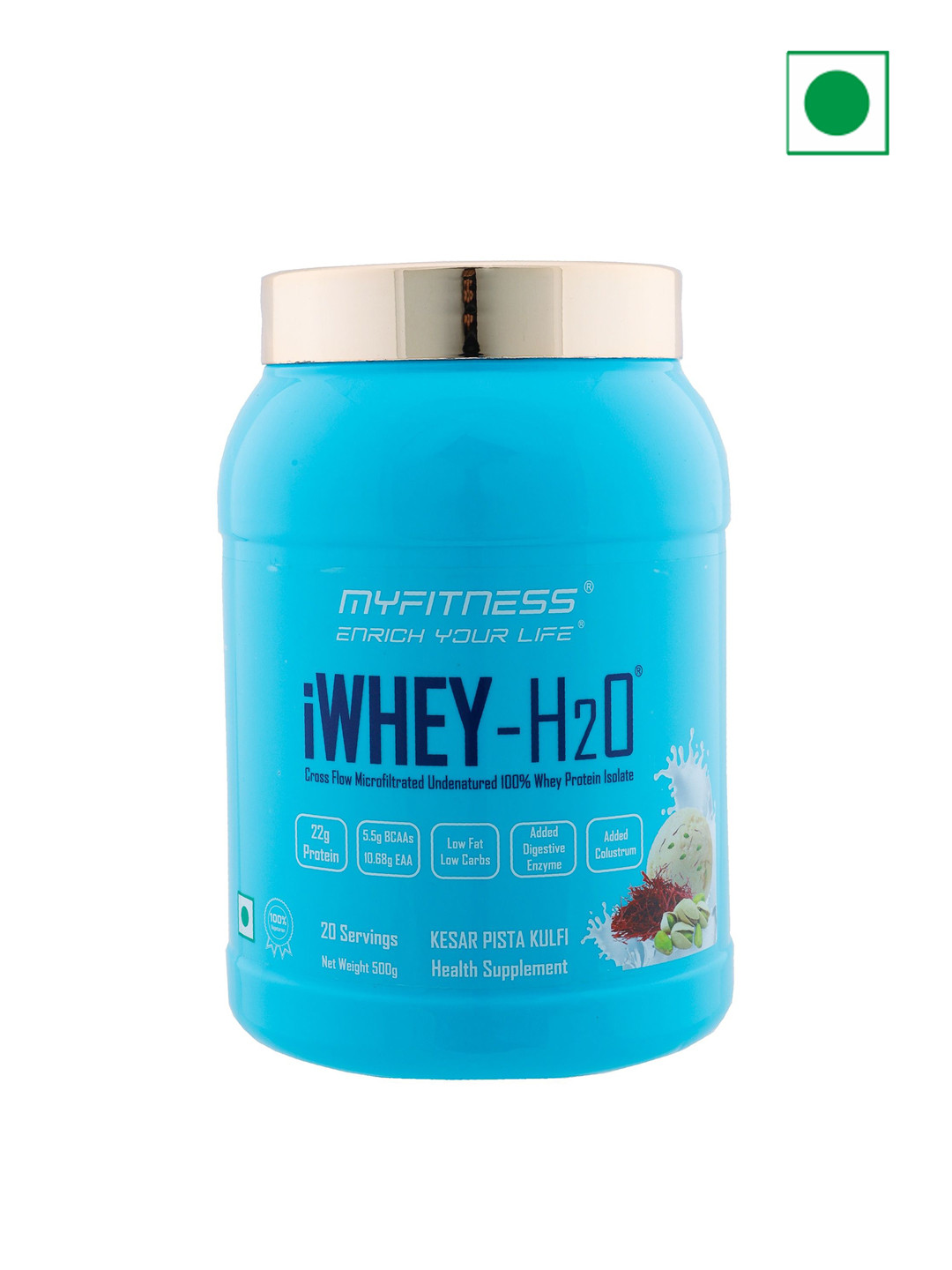 Myfitness iWhey H2O Whey Protein Powder Kesar Pista Kulfi 500g - 20 Servings
