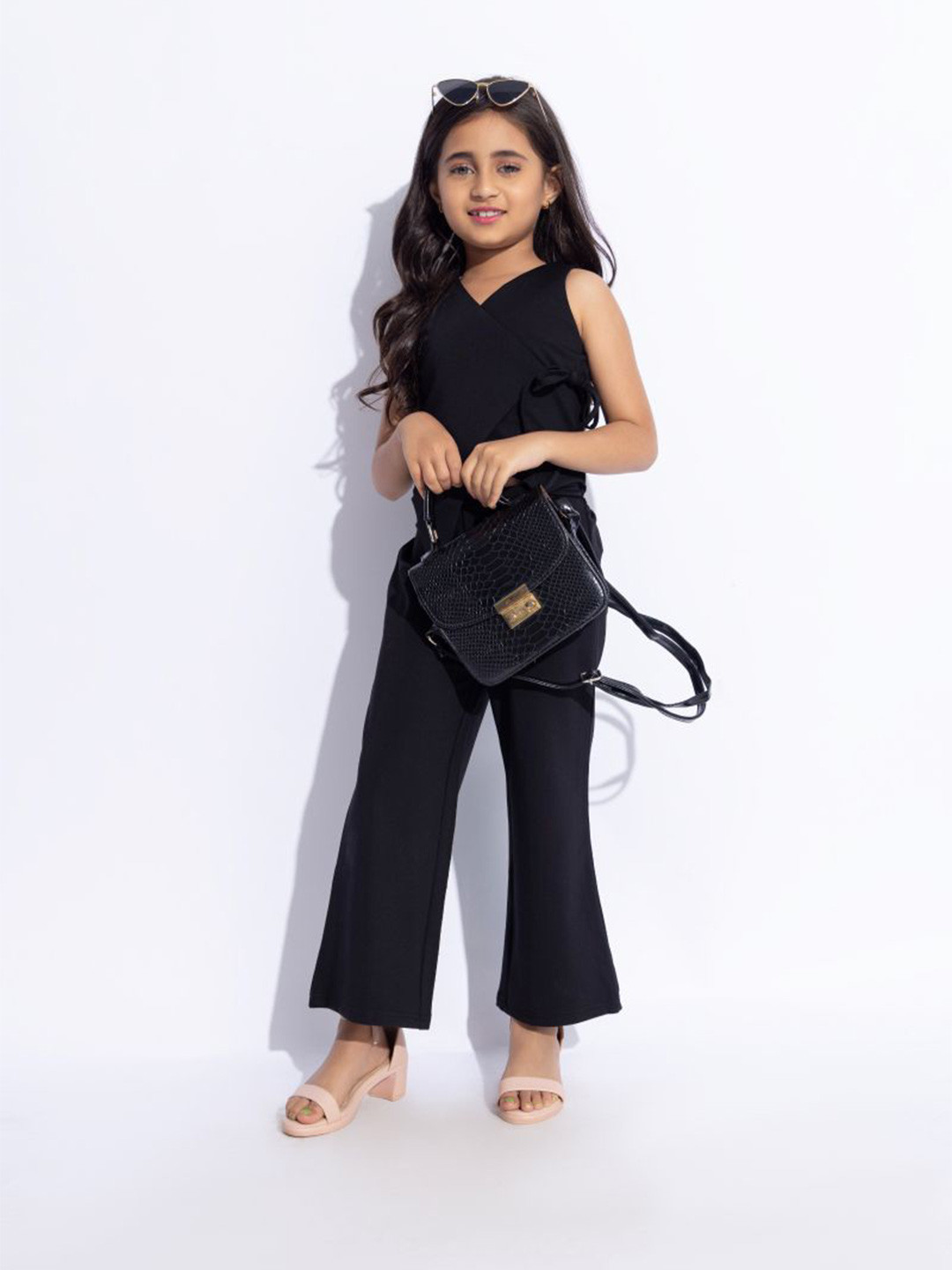 taffykids Girls V-Neck Wrap Top With Trousers