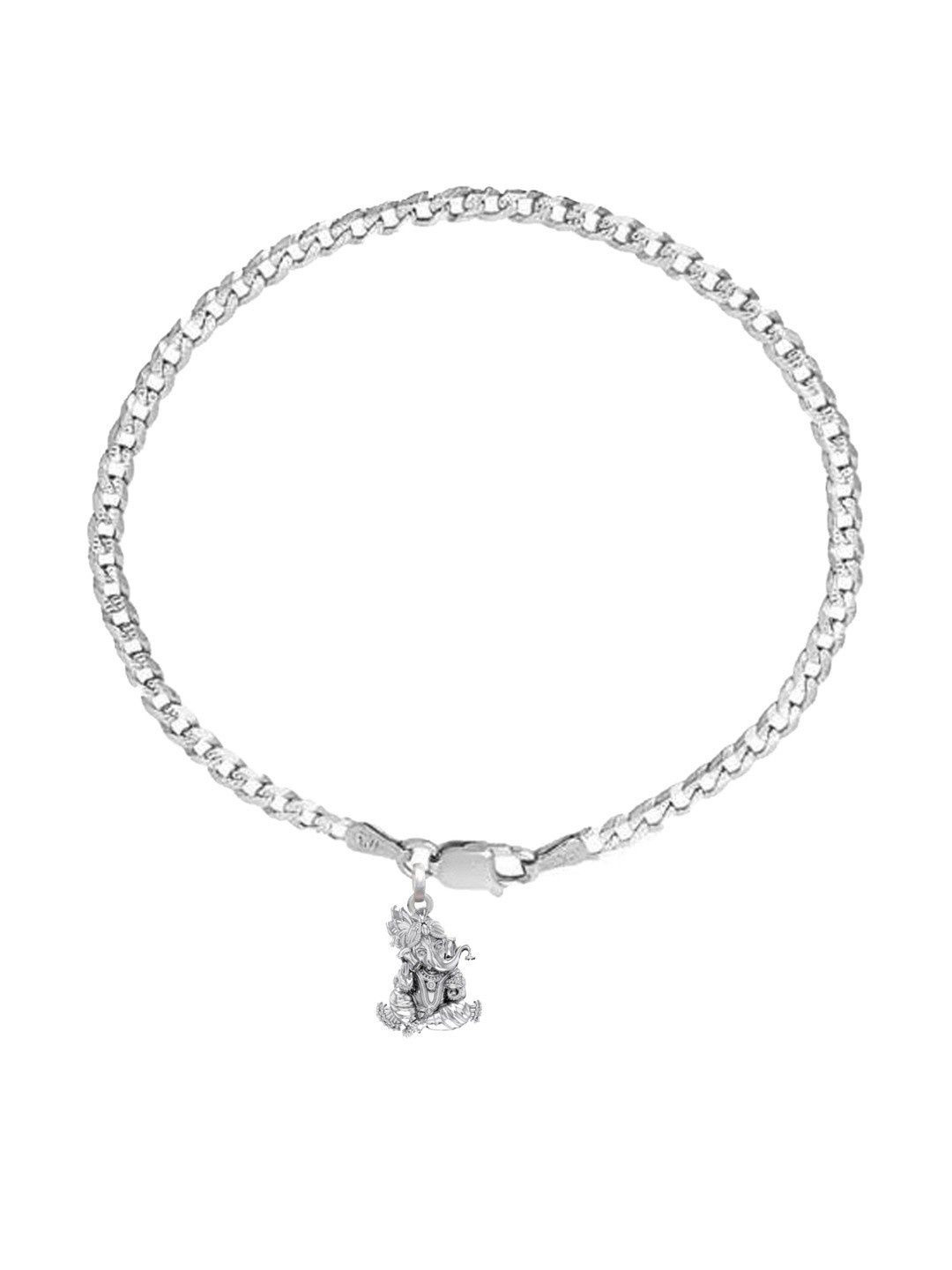 Metronaut Men 925 Sterling Silver Link Bracelet With God Ganesh Pendant