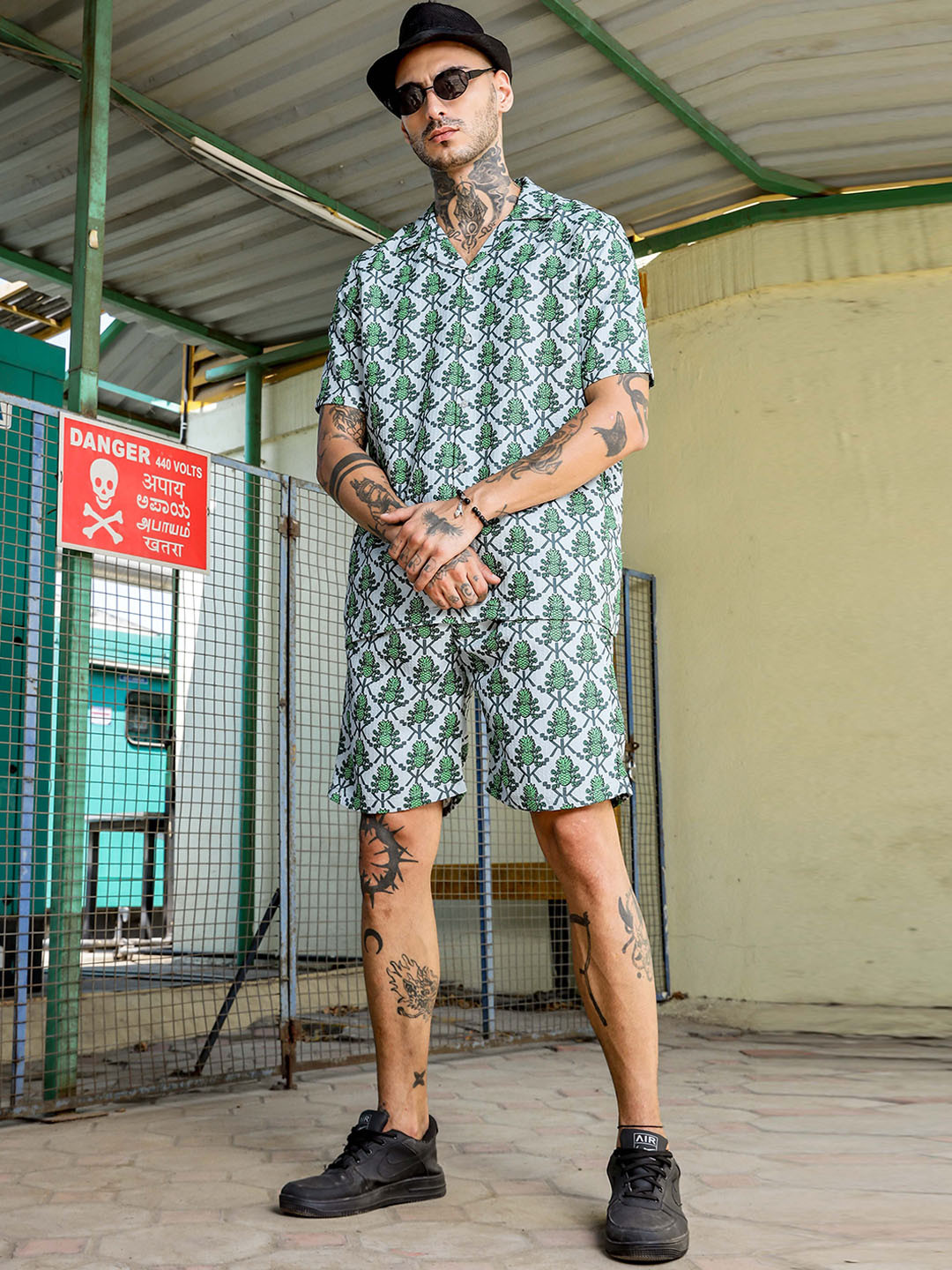 House of Koala Unisex Tropical Printed Cuban Collar Resort Shirt & Shorts Co-ord Set