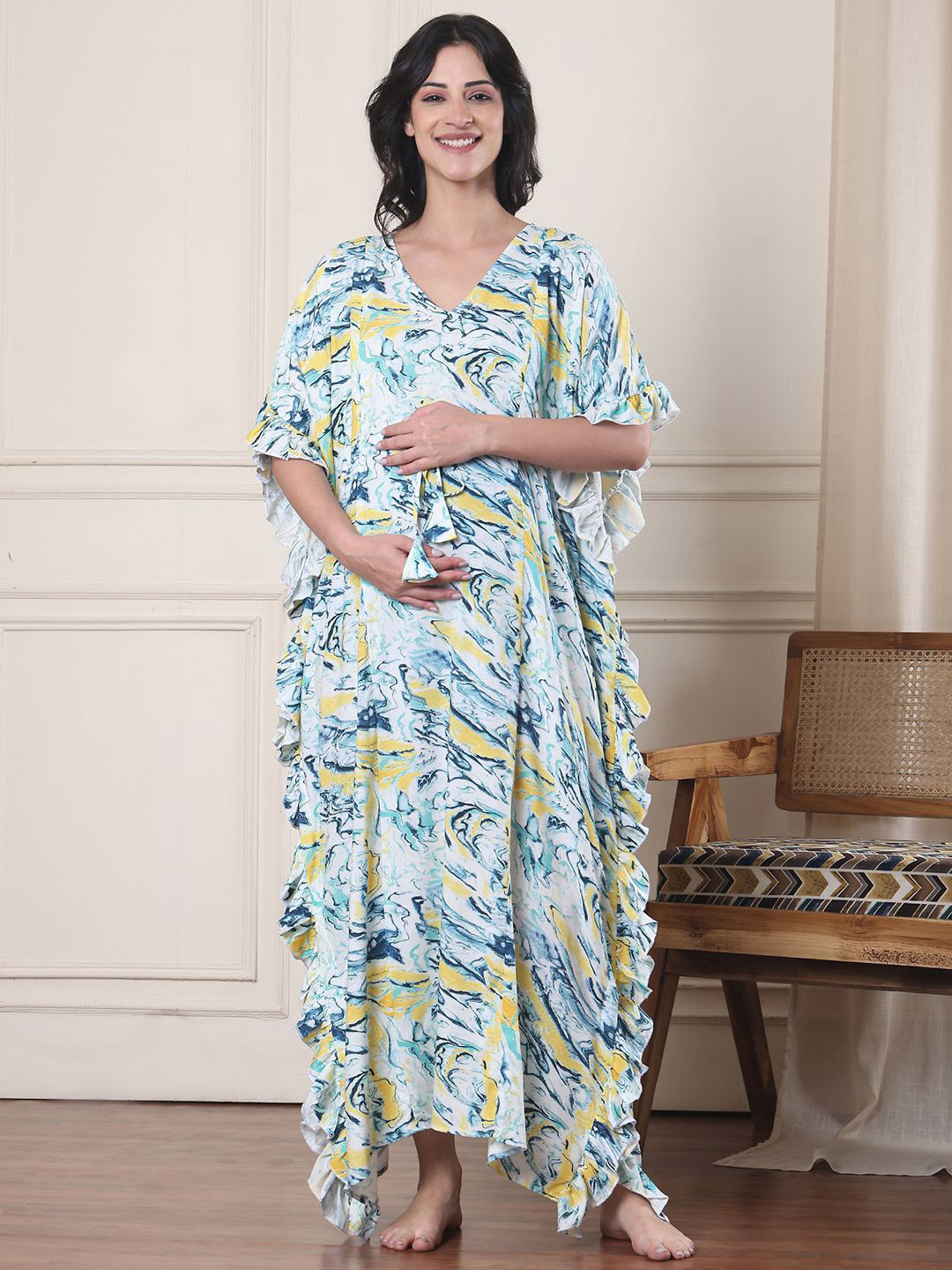 Secret Wish Marble Rayon Maternity Kaftan