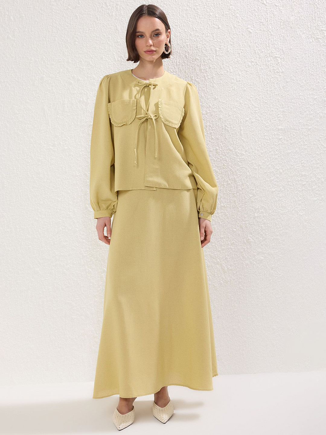 Trendyol Round Neck Coat With Skirt