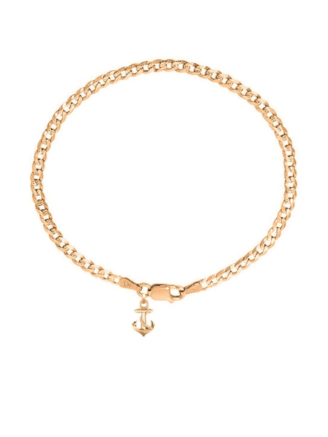 Metronaut Sterling Silver Gold-Plated Link Bracelet With Anchor Symbol Pendant