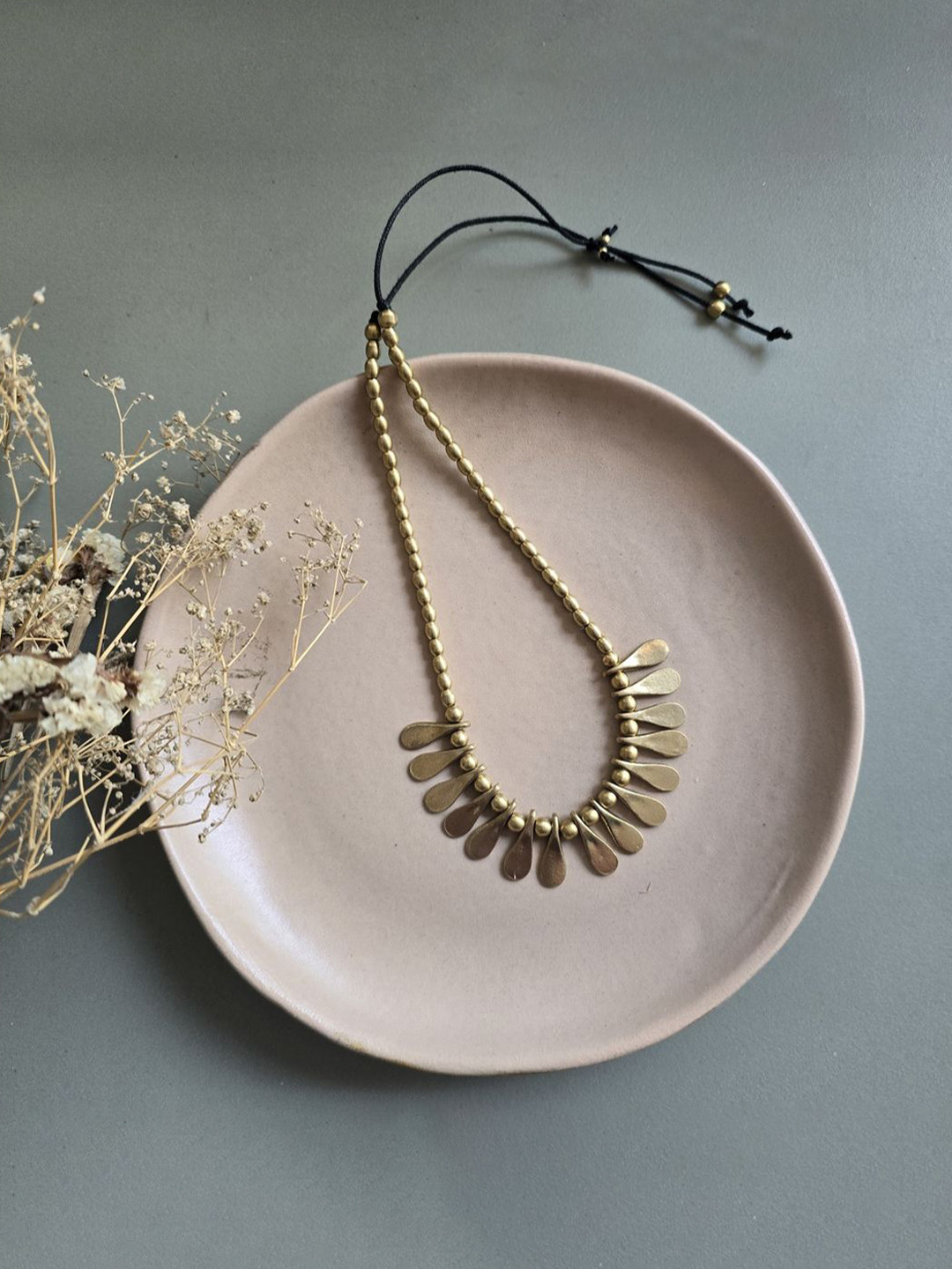 Studio Anviksha Gold Tone Leaf Statement Necklace