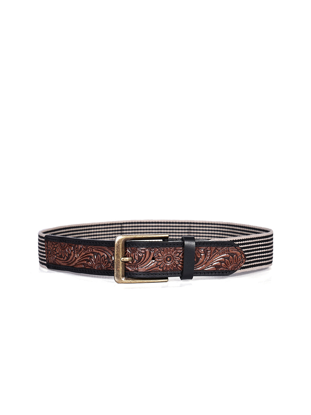Celtic Unisex Brown Textured Leather Belt with Tang Buckle Closure