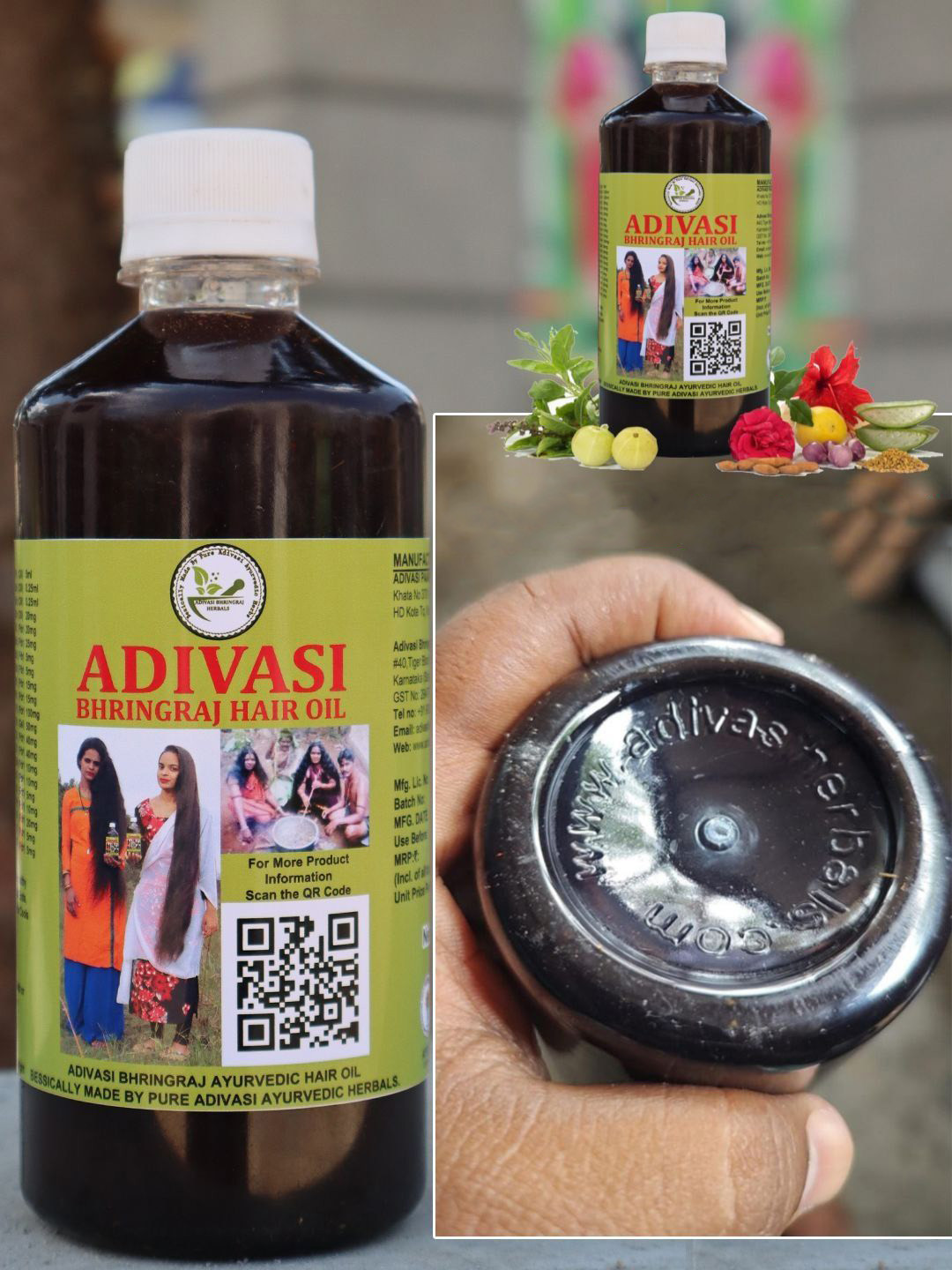 ADIVASI BHRINGRAJ HERBALS Bhringraj Herbal Hair Oil With Amla For Hair Growth - 500 ml
