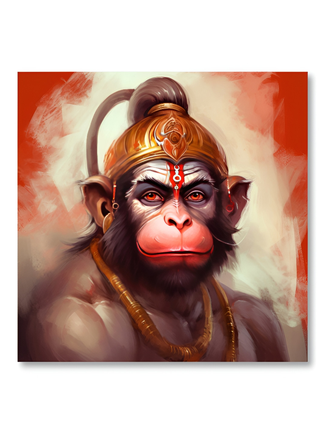 Aura Hanuman Painting Canvas Wall Square Paintings Wall Art -30 x 30 In