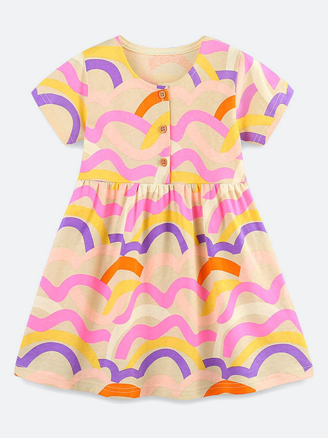 Oh Rare Girl Print Round Neck Fit & Flare Dress