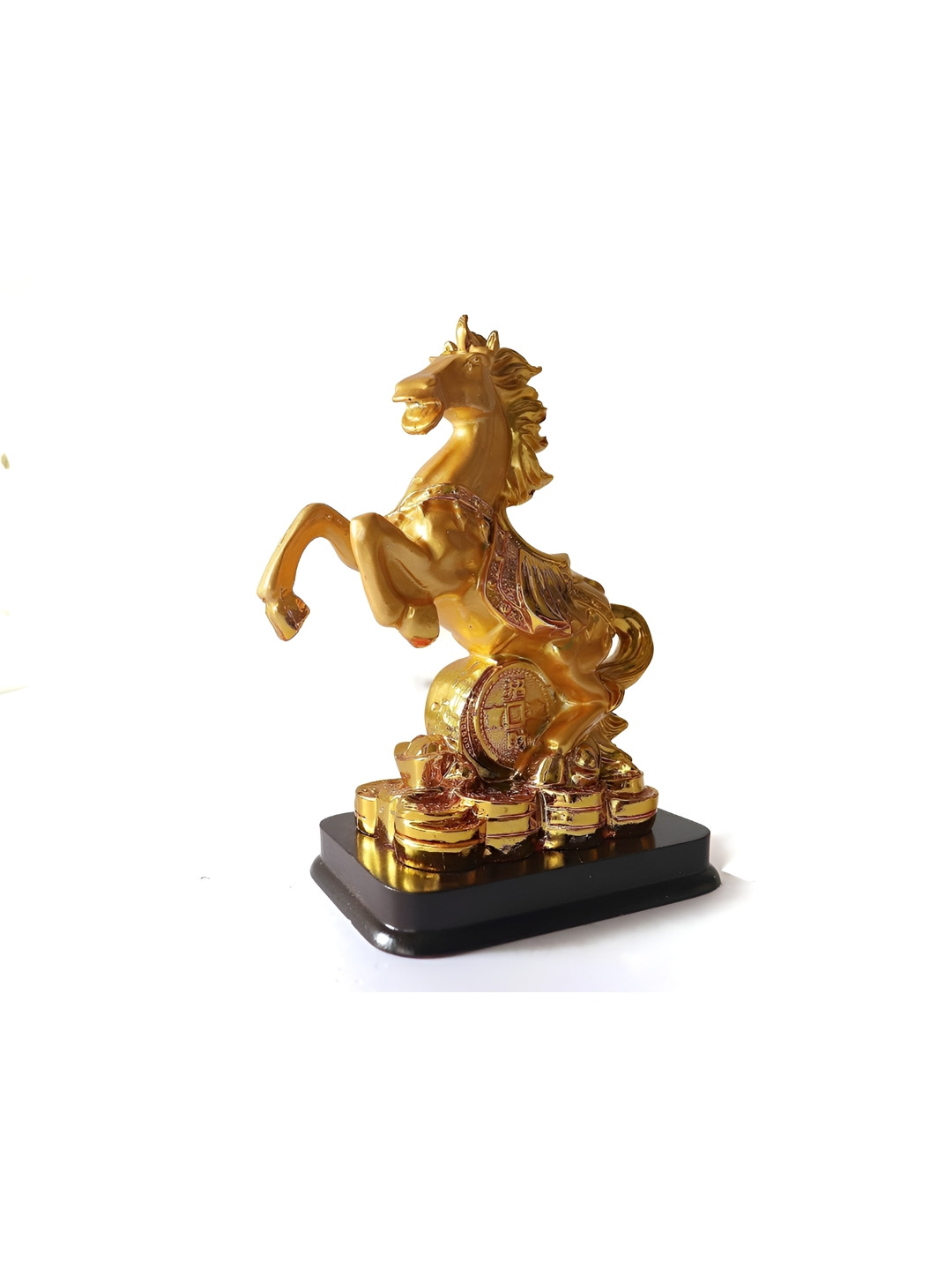 The Spiritual Living Horse Gold Polyresin Glossy Home Office Medium Showpiece - 5.5 Inches