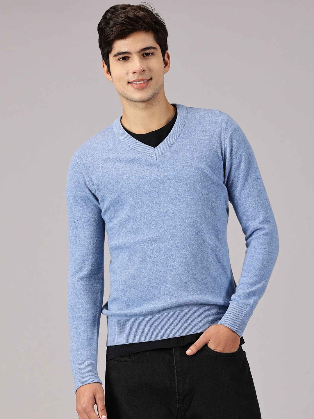 BLACK BUCK Lambswool Sky V-Neck Sweater
