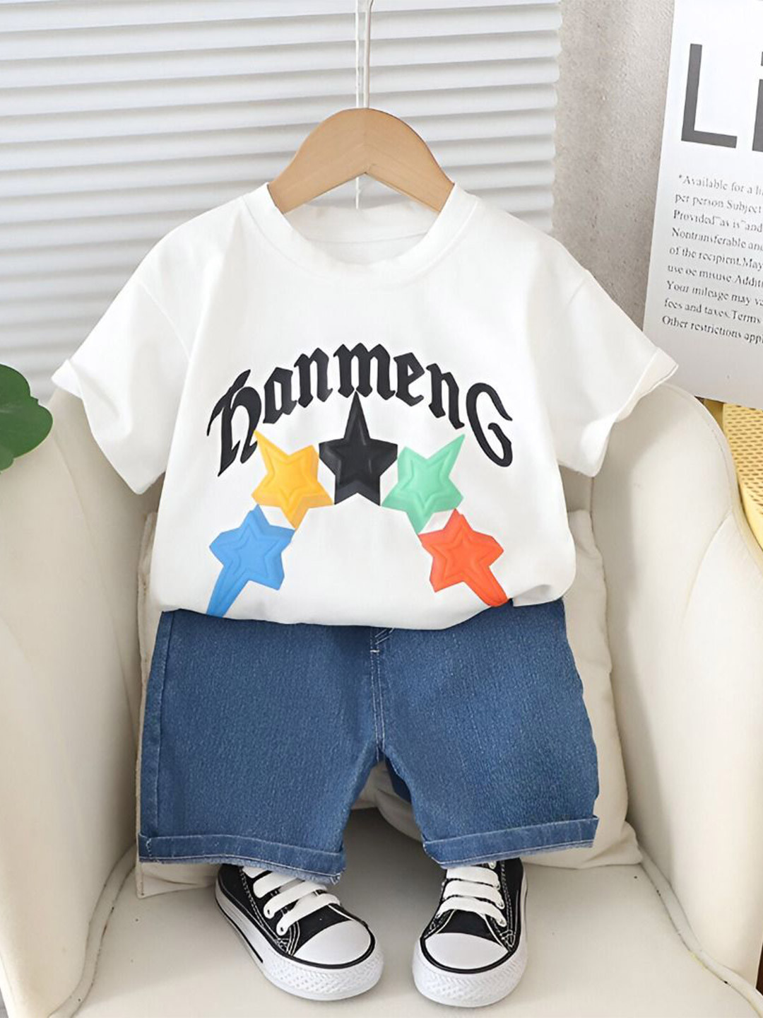 Googo Gaaga Boys Printed Round Neck Pure Cotton T-Shirt With Shorts