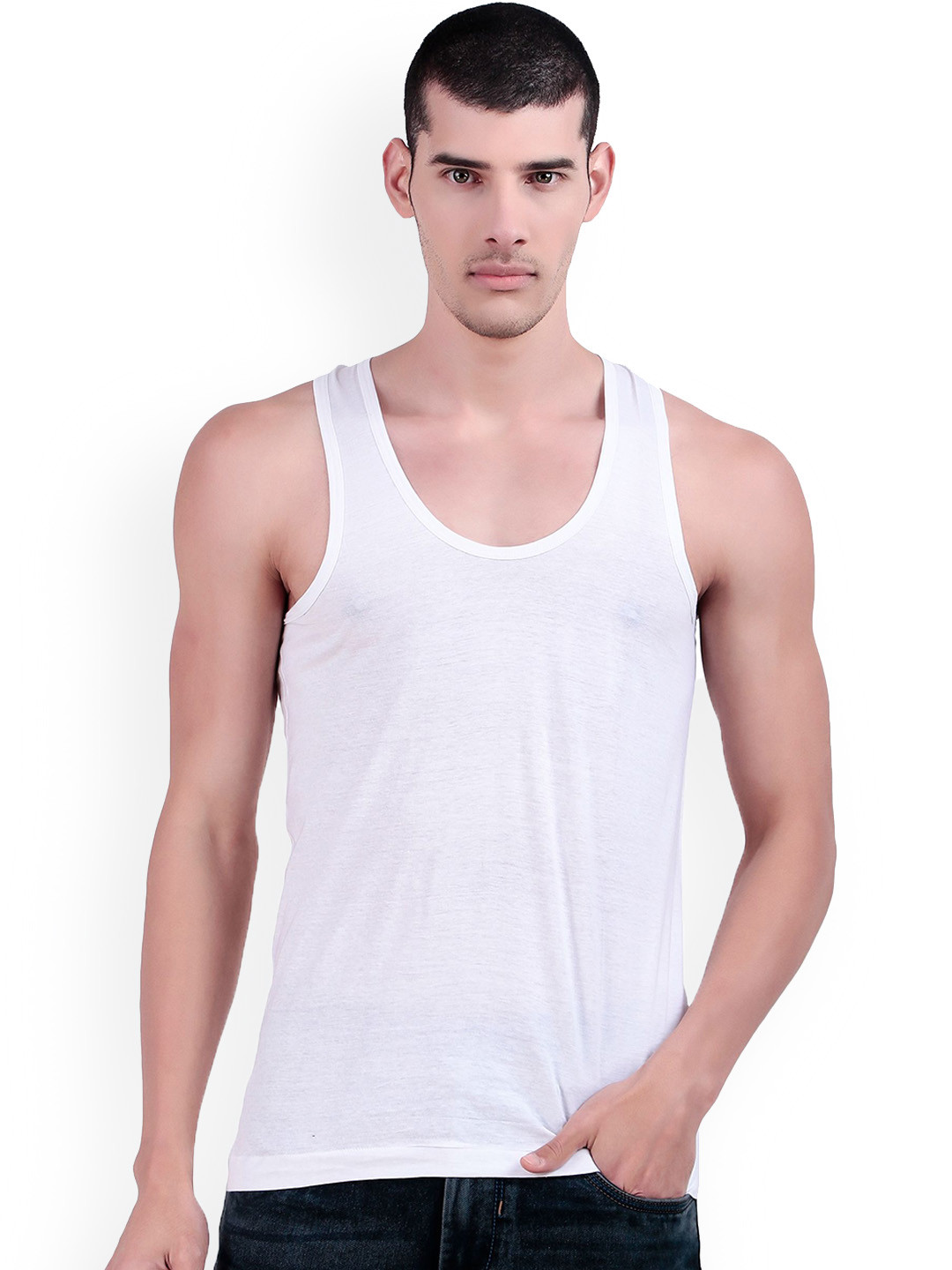 inner element Pack Of 4 Cotton Undershirt Vests Gents_RN_VEST_WHITE_PK4_XS