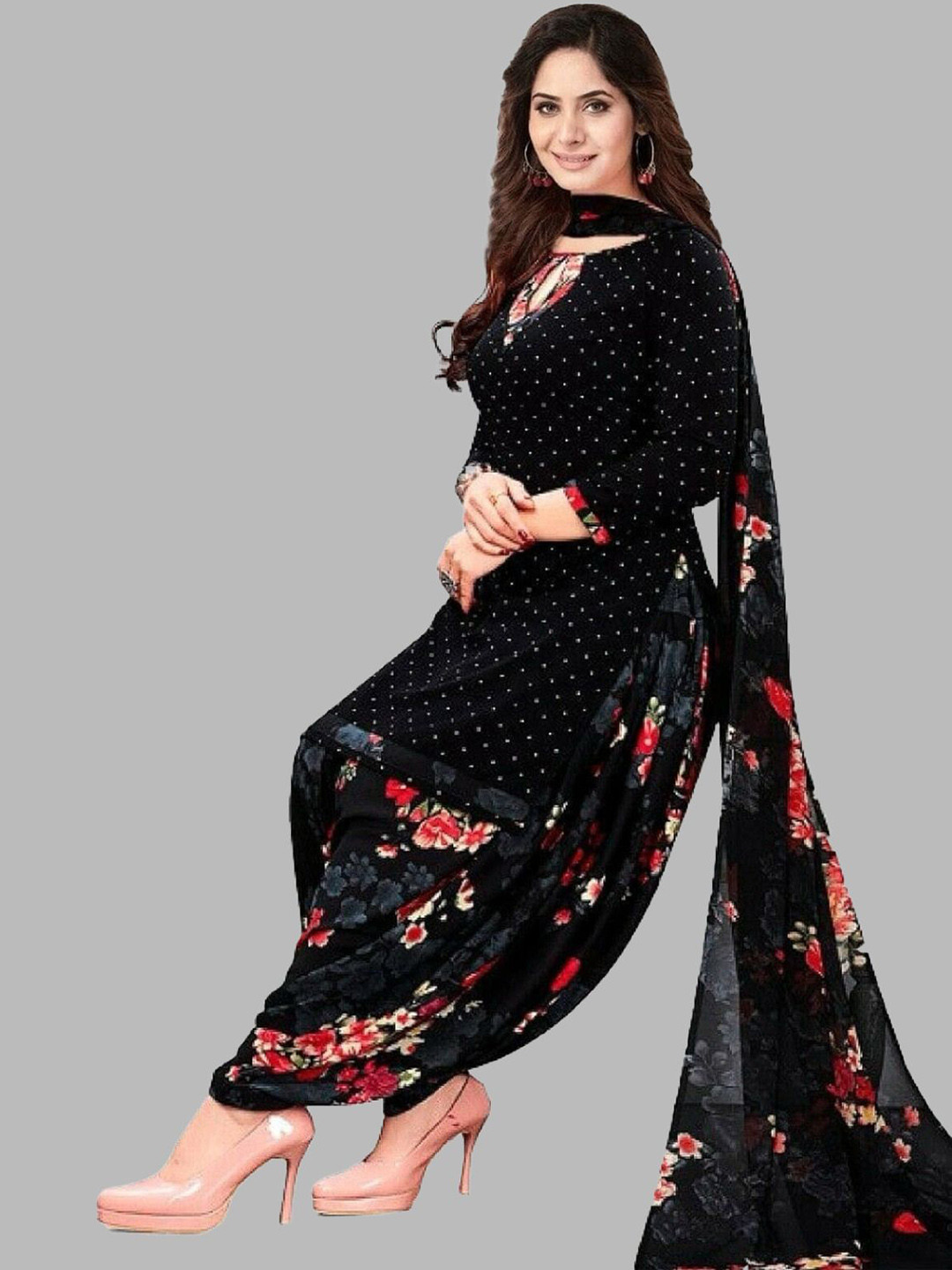 SIMPLYETHNIC Polka Dots Printed Unstitched Dress Material