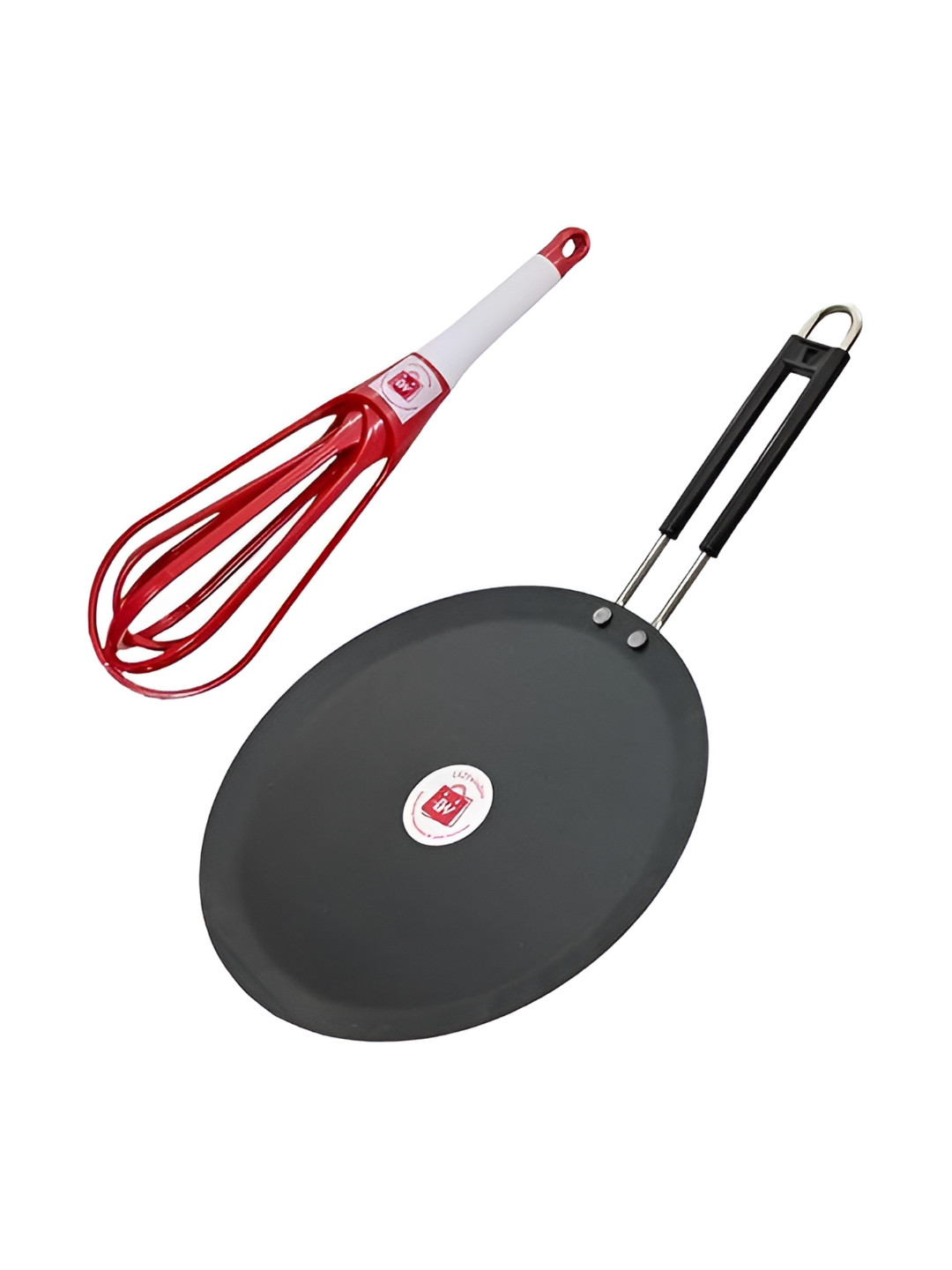 LAZYwindow Black & Red 2 Pieces Dishwasher And Microwave Safe Cookware Set