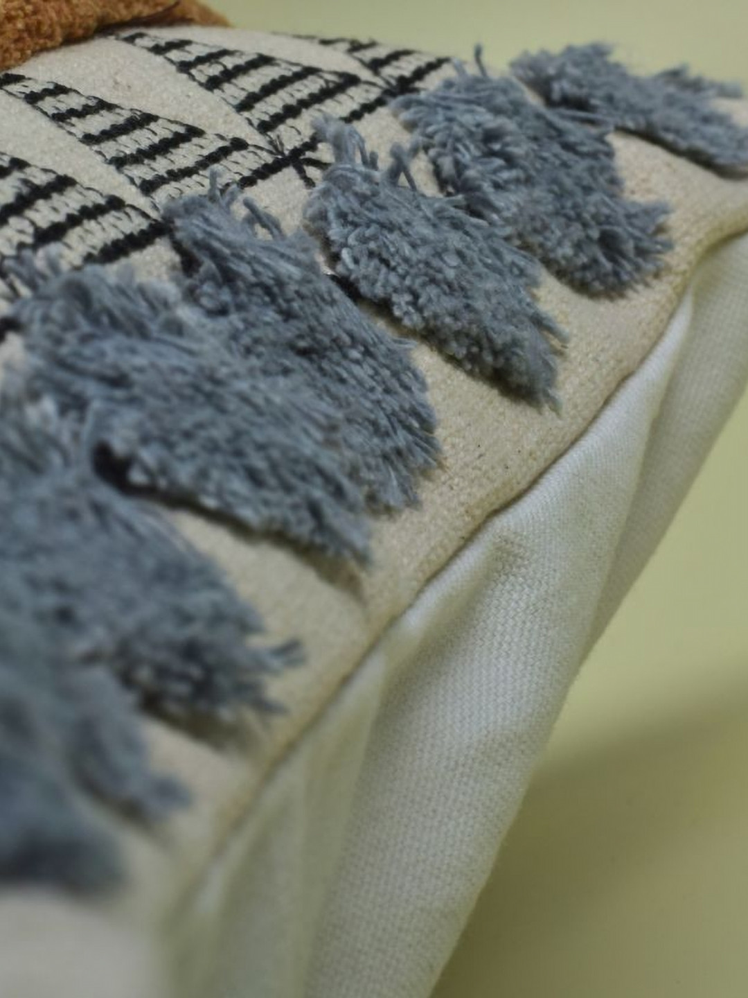 The Gharnish Cream Cotton Breathable 2 Piece Embroidered Square Cushion Covers -20x20In