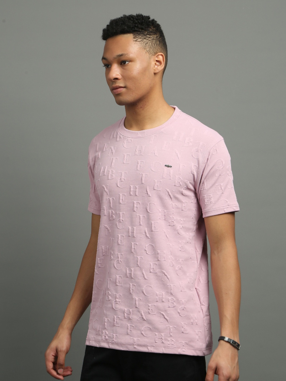 FROSEN FOX Men Self Design Round Neck T-shirt