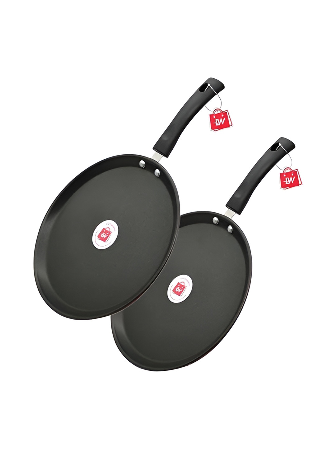 LAZYwindow Maroon 2 Pieces Dishwasher & Microwave Safe Iron Nonstick Tawa