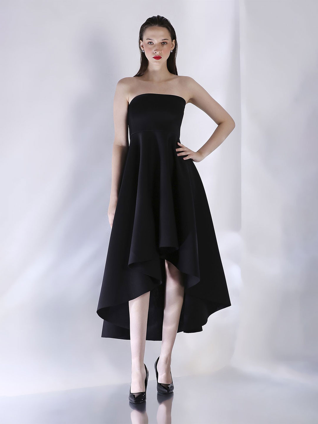 OZEQO Classic Imperial Strapless Bandeau Midi Dress