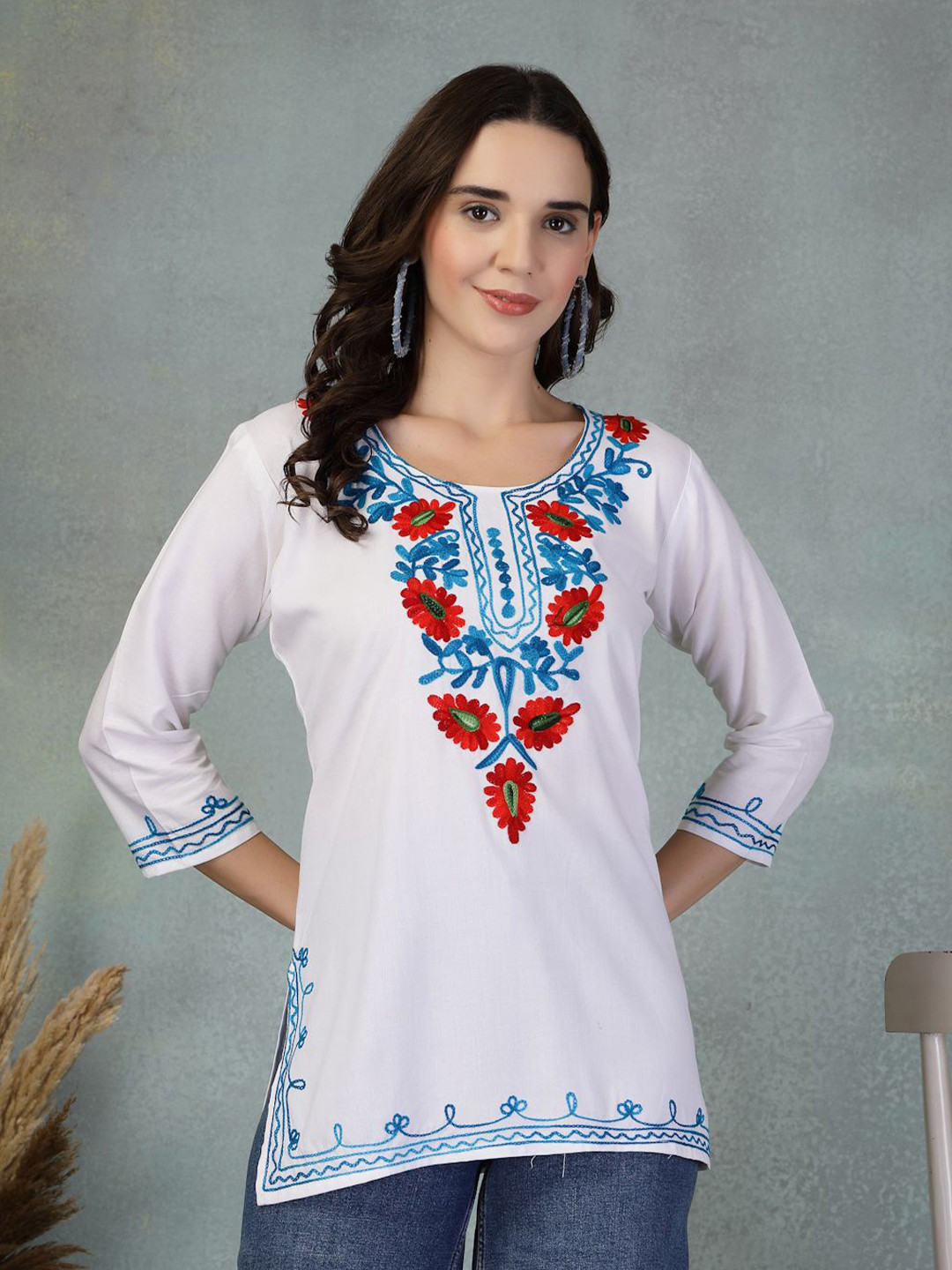 Clora Creation Floral Embroidered Kurti