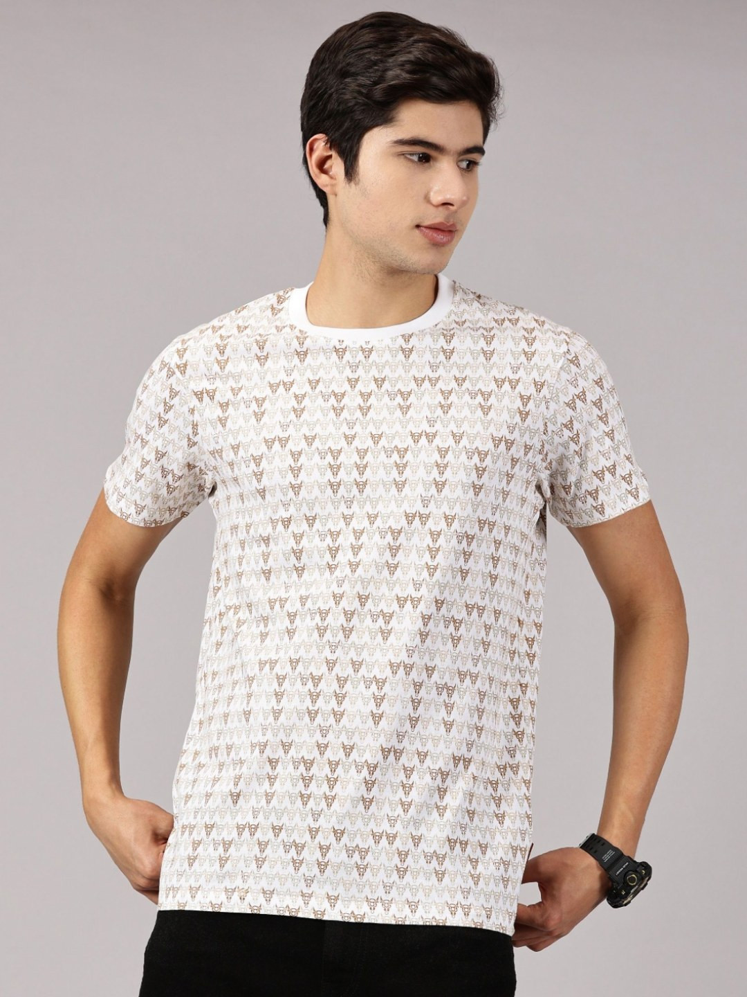 BLACK BUCK All Over Print Cotton Crew Neck T-shirt