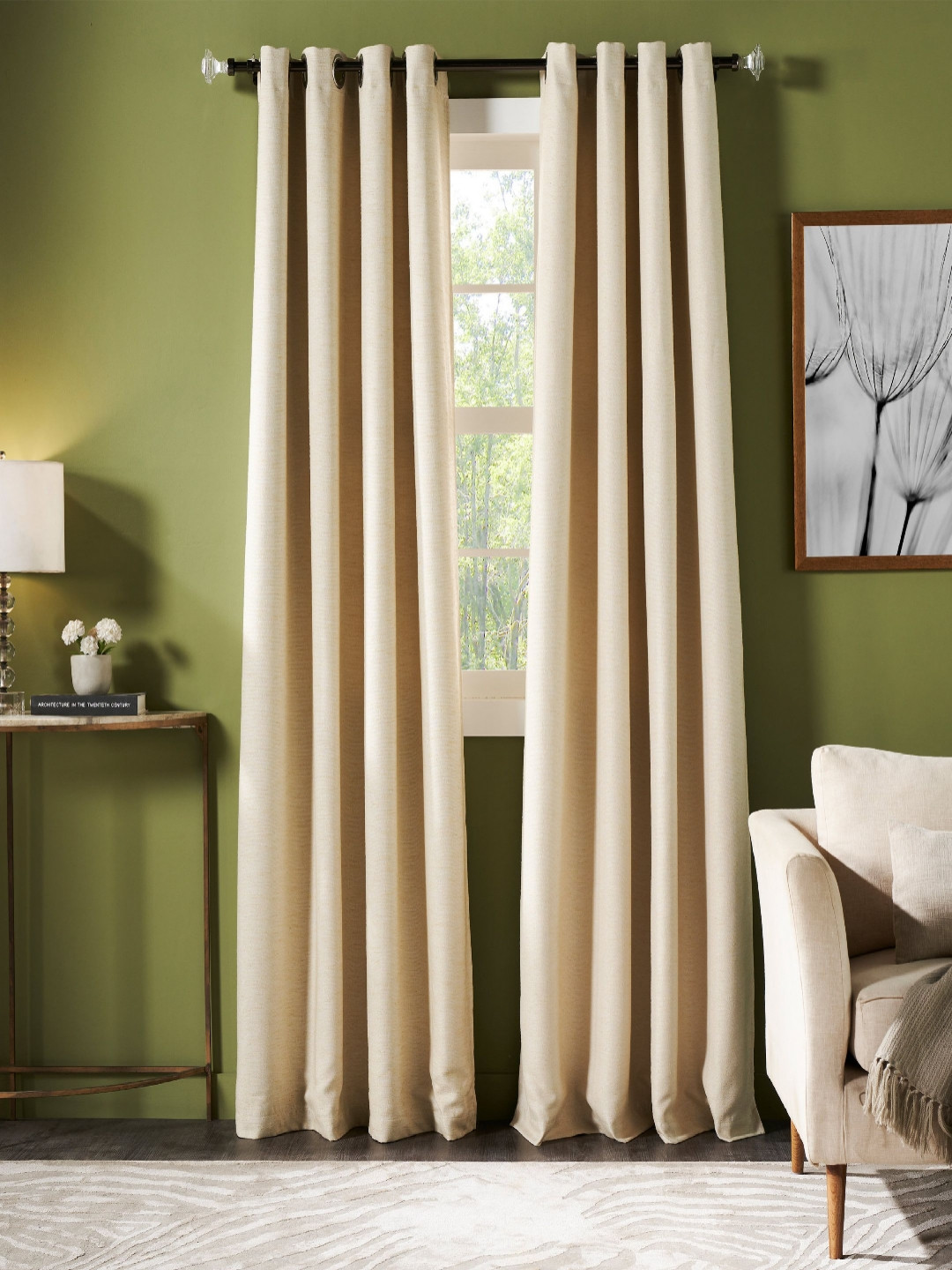 Deco Window Champagne 2 Pieces Room Darkening Long Door Curtain