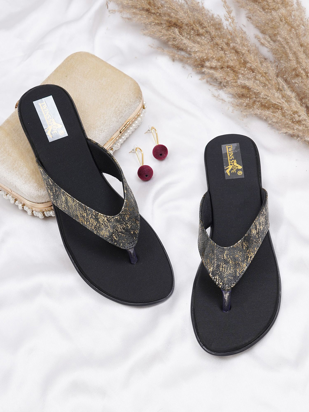 TWINSSHOE Women Open Toe Flats