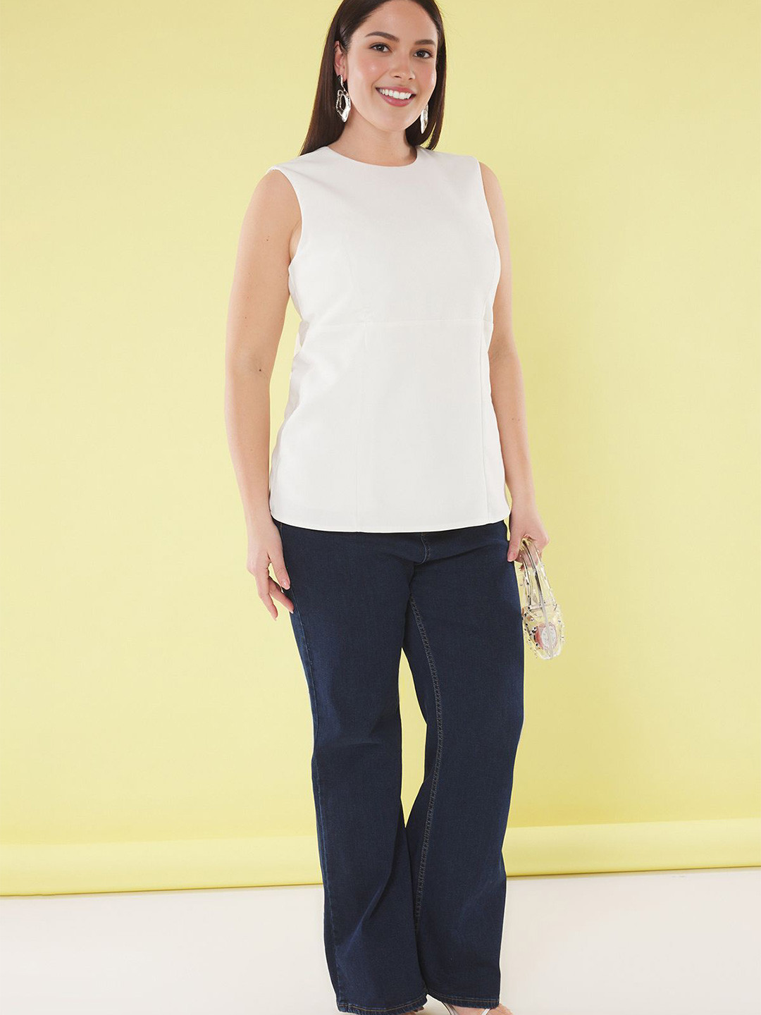 Trendyol Women Solid Regular Top With Bow Detail On Back