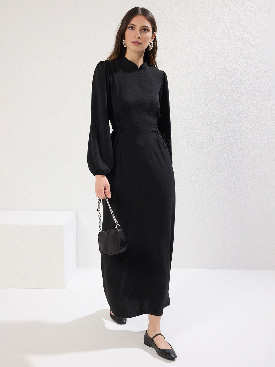 Trendyol Puff Sleeves Mandairan Coller Maxi Dress