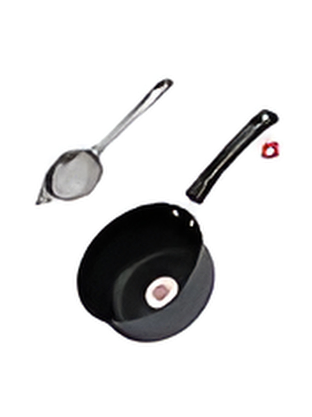 LAZYwindow Black Dishwasher and Microwave Safe Stainless Steel Pan With Tea Strainer