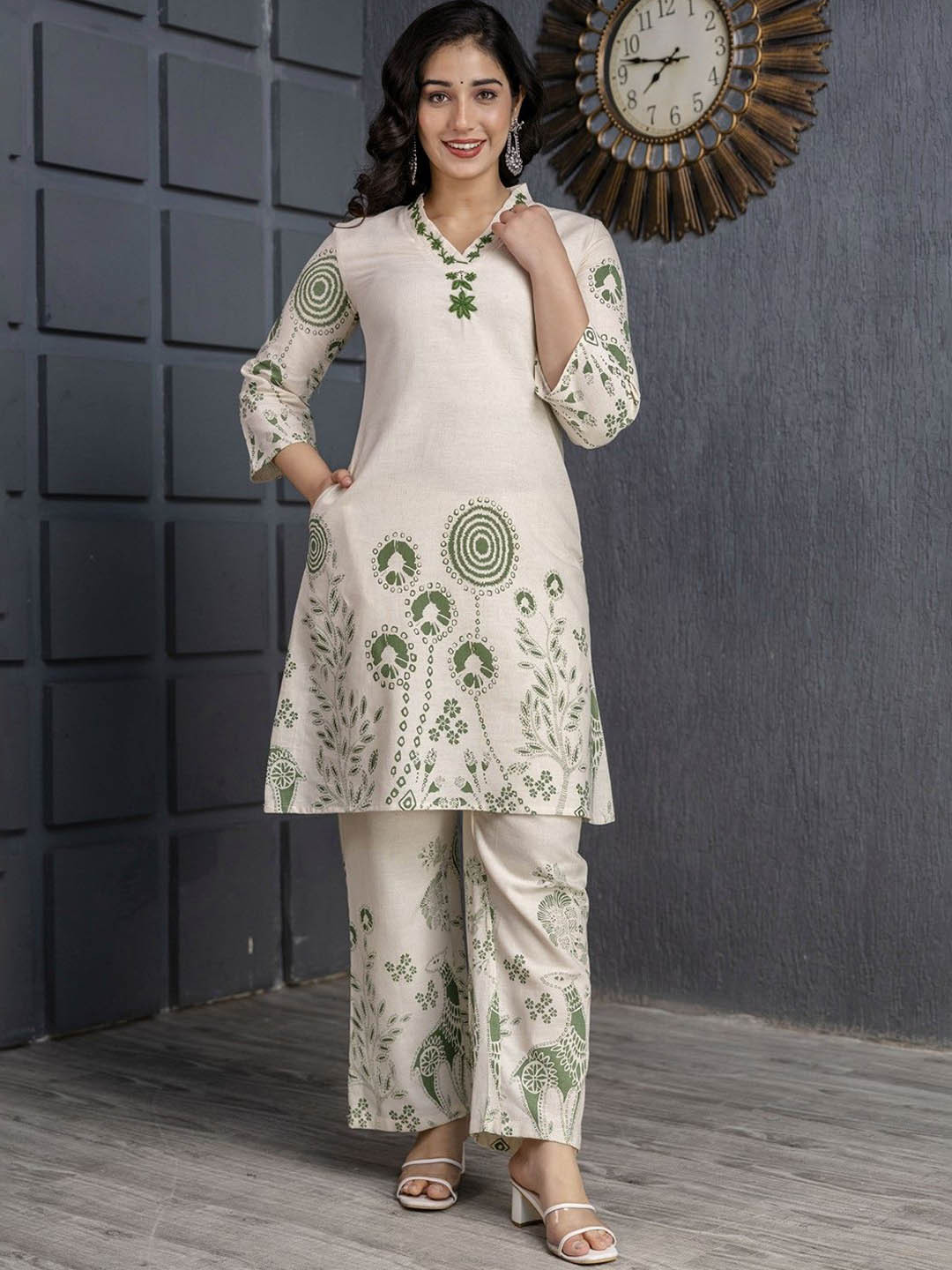AUTUMN LANE Samiha Fern Printed Pure Cotton Tunic With Trousers Co-Ords