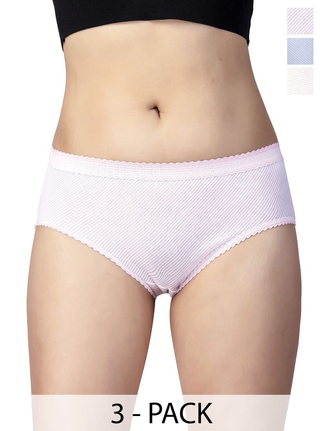 CHIC Women Pack Of 3 Pure Cotton Hipster Briefs