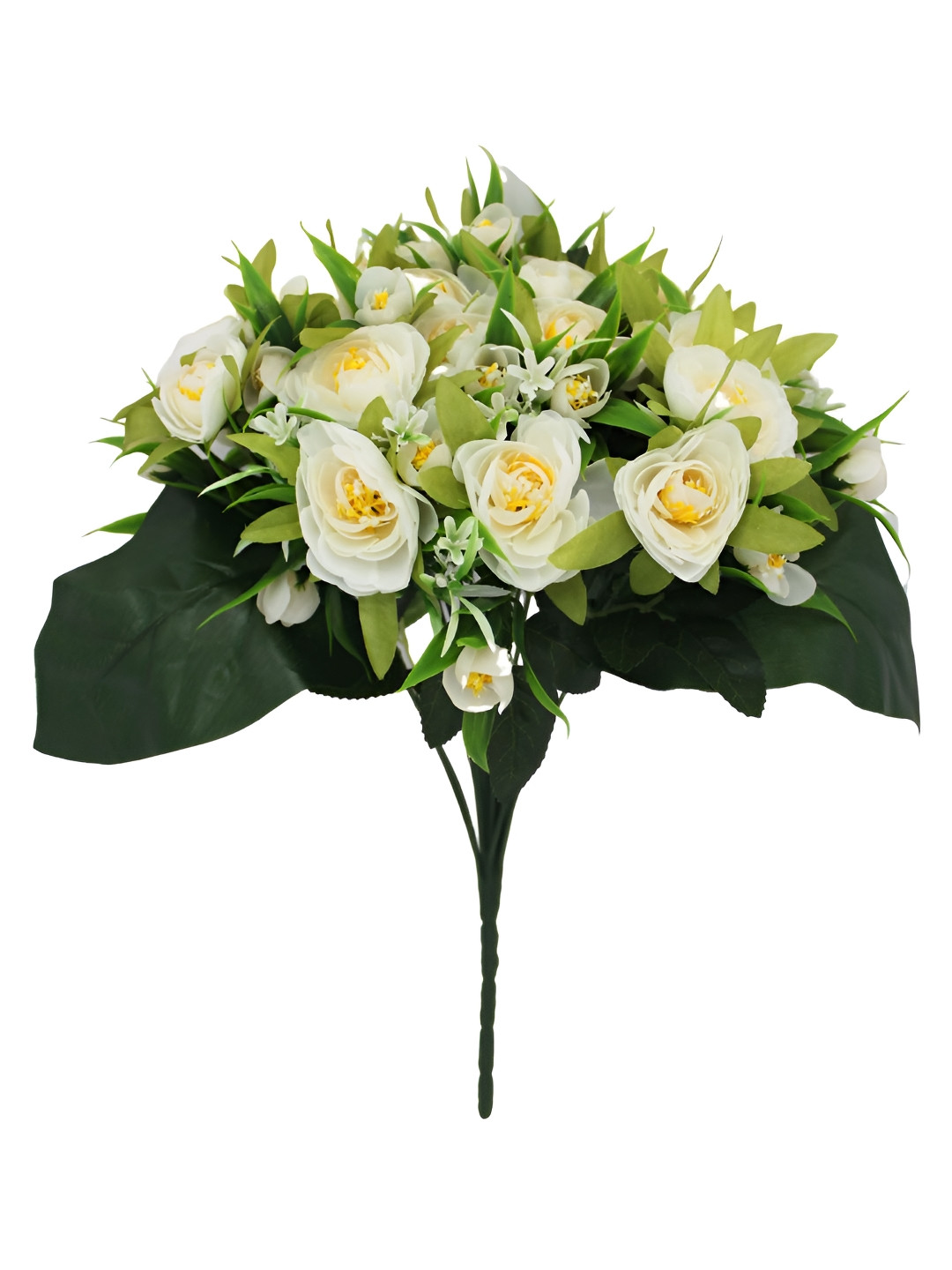 OGI INTERIORS White & Green Rose Artificial Flower