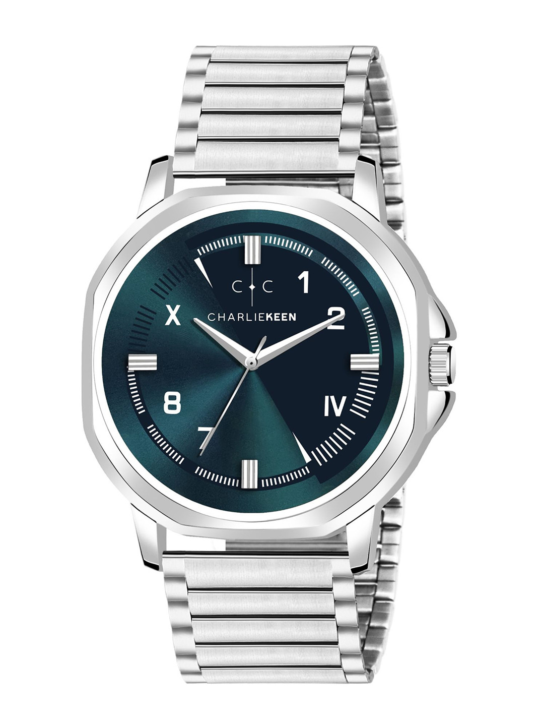 CHARLIEKEEN Men Brass Dial & Stainless Steel Straps Analogue Watch CC-GR005-BLU-CH