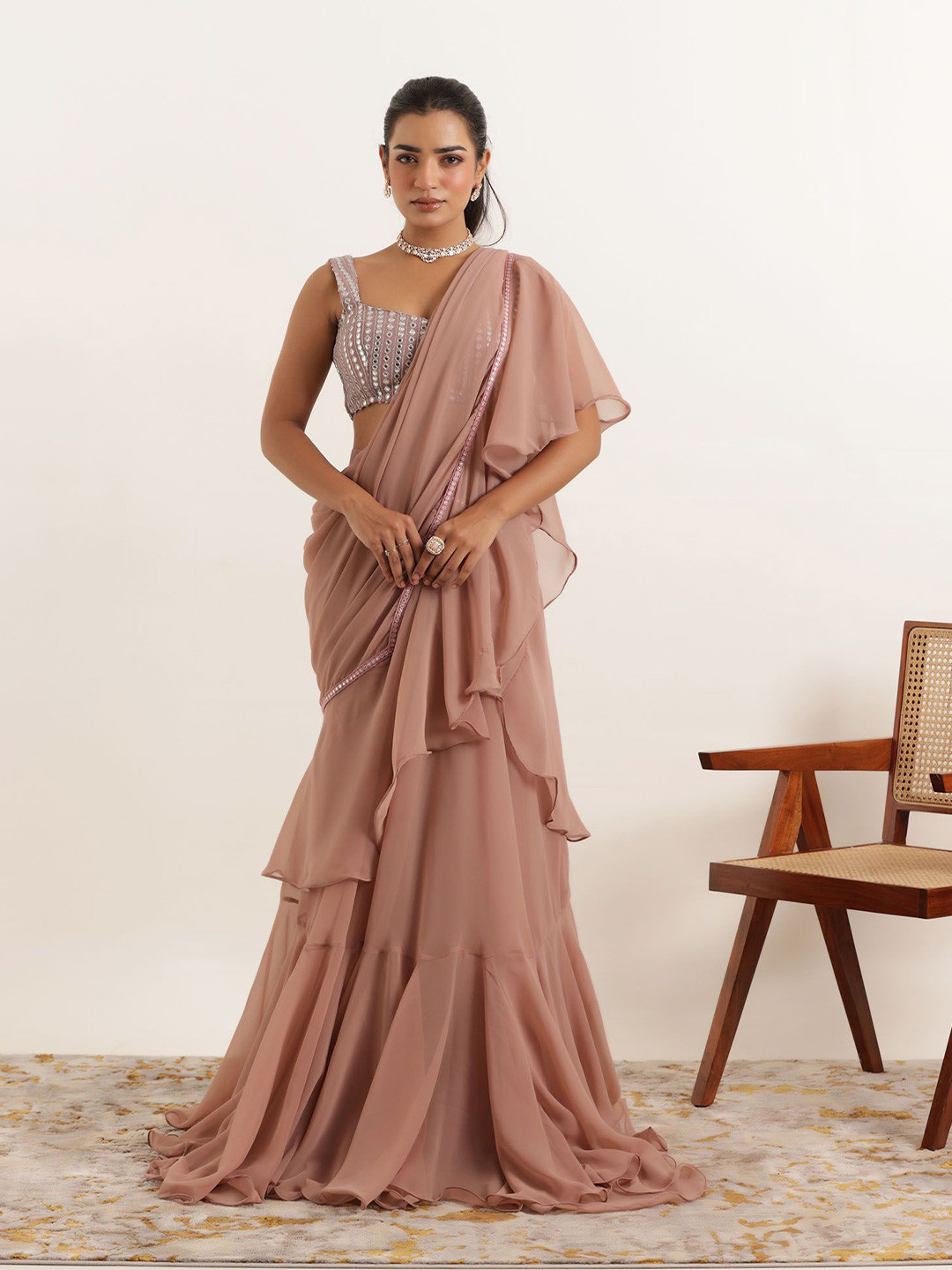 DEASHA INDIA Women Pure Georgette Lehenga Saree