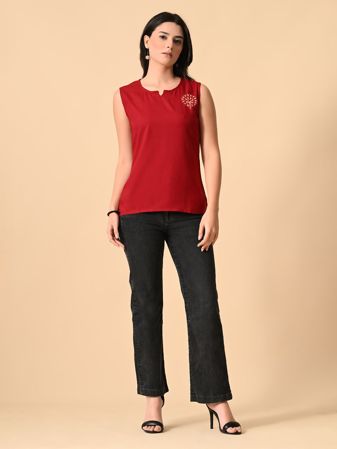 SANTOLIYA Women Floral Printed Round Neck Top