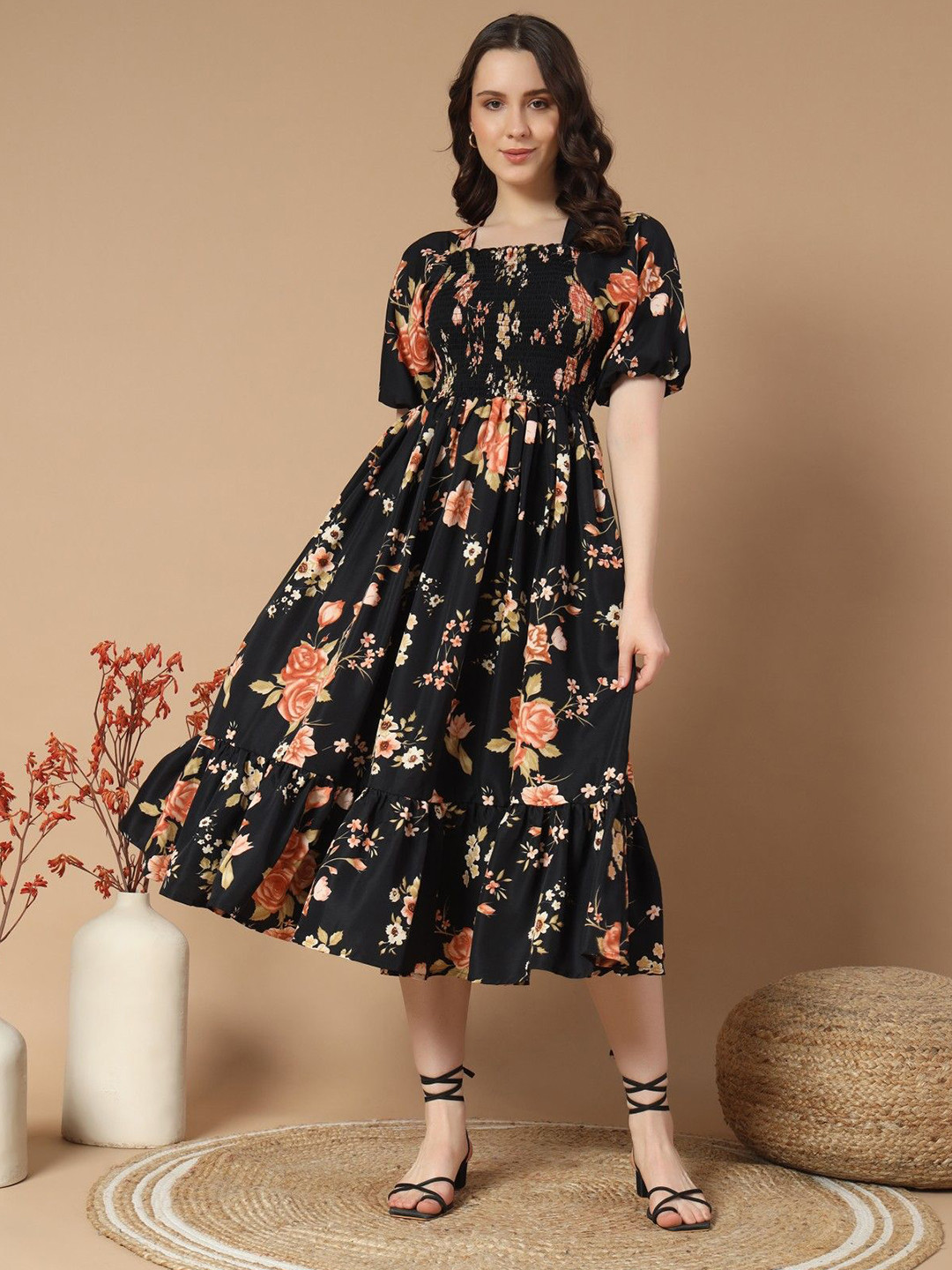 Krunal Raiyani Floral Printed A-Line Kurta