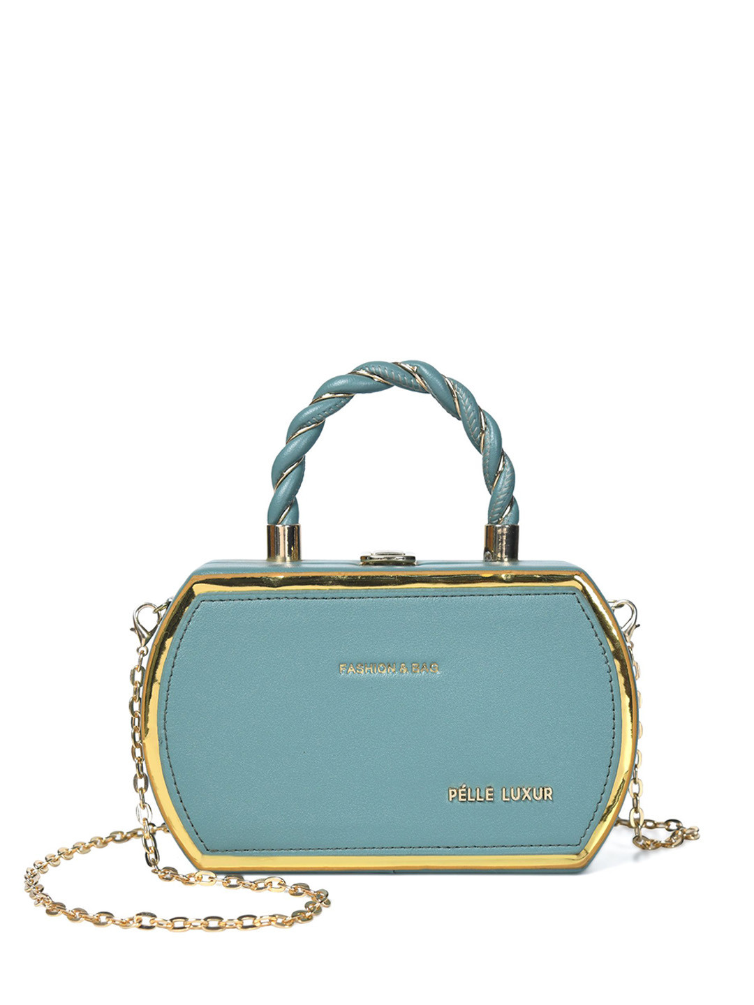 PELLE LUXUR Solid Clutch with Detachable Chain Sling
