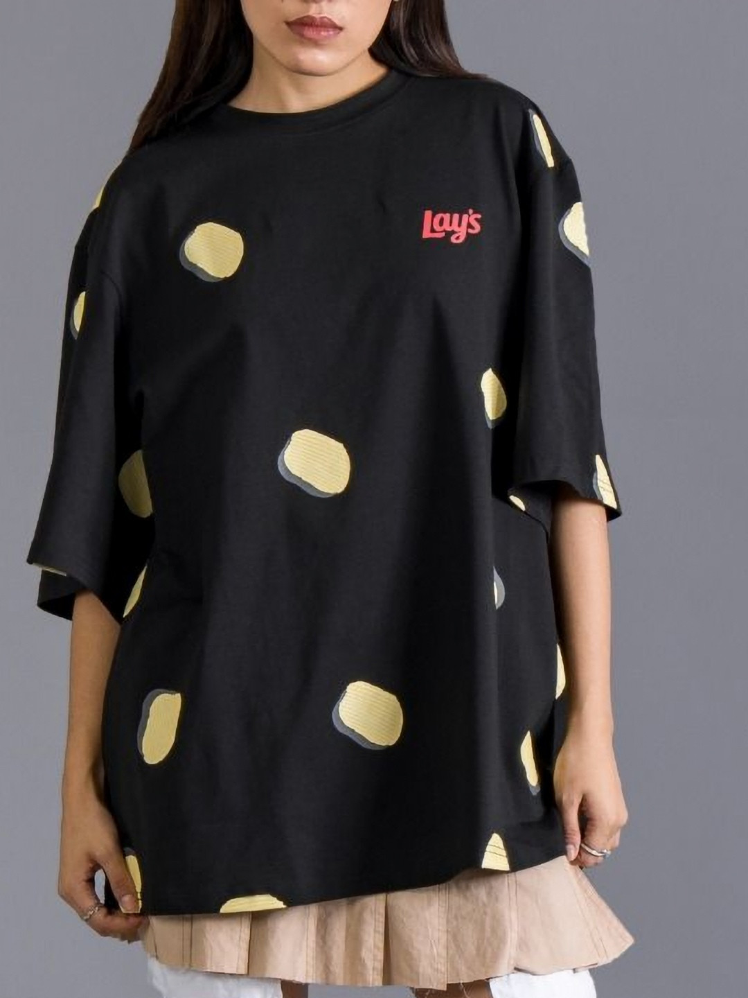 HUEMN Unisex Lays x Huemn Conversational Printed Longline Oversized Cotton T-shirt