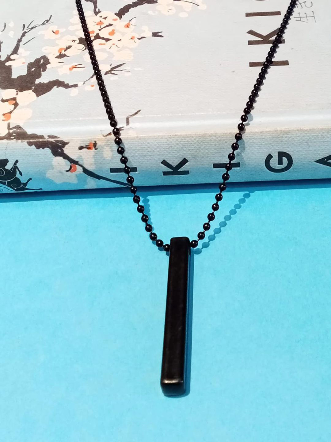 VAGHBHATT Men Square Bar Stainless Steel Pendant With Chain