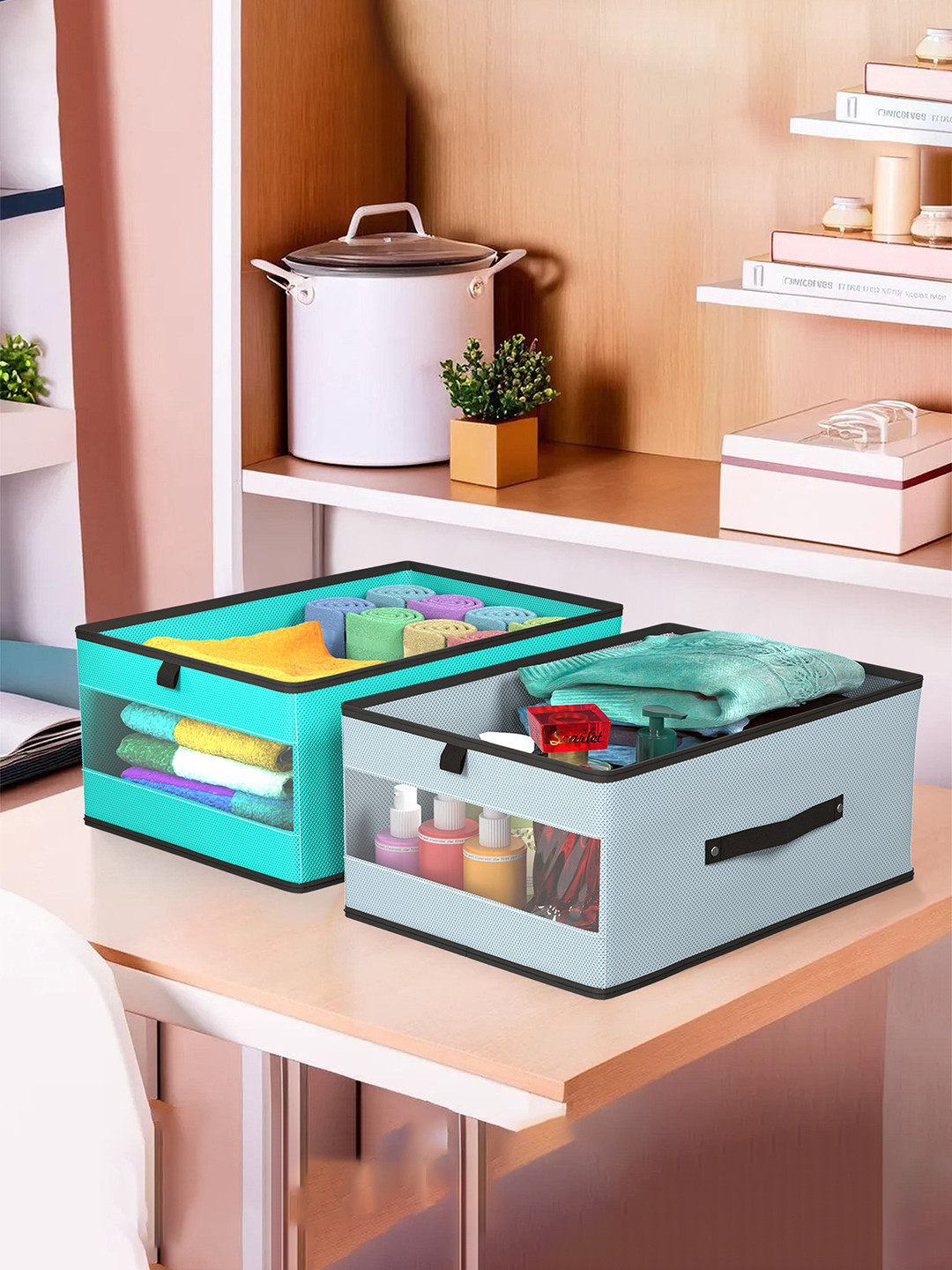 Aura Green & Grey 2 Pieces Multi-Utility Storage Box Organiser