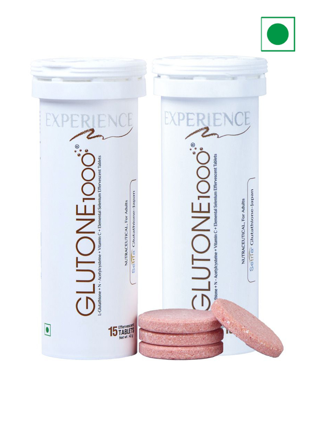 GLUTONE 1000 Set Of 2 Setria L-Glutathione Tablet With Vitamin C- 40Mg- 15 Tablets Each