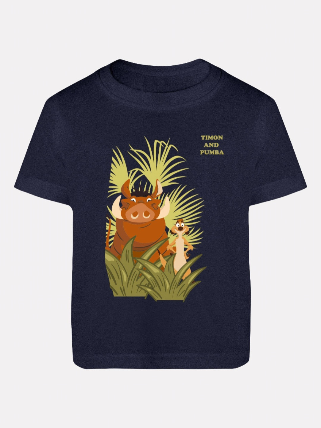 Disney By Miss and Chief Boys Pumba Bio Finish Graphic Printed Round Neck Cotton T-shirt