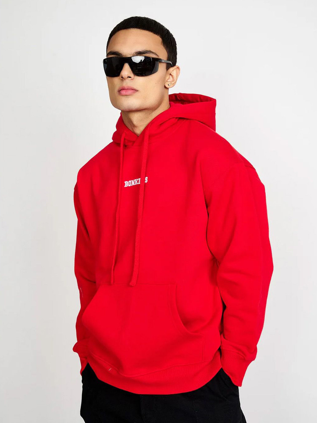 Bonkers Corner Men Red Signature Oversized Heavyweight Hoodie