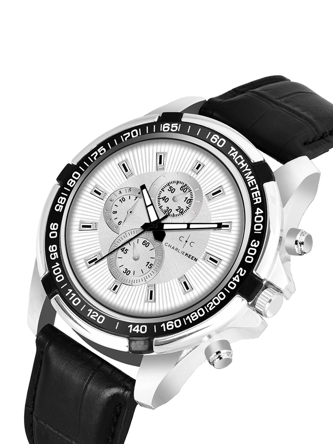 CHARLIEKEEN Men Brass Patterned Dial & Wrap Around Straps Analogue Watch CC-GR911-SLV-BLK