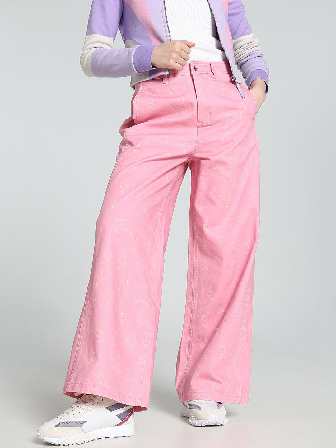 Puma x Kidsuper Women Printed Cotton Relaxed Fit Wide Leg Trousers